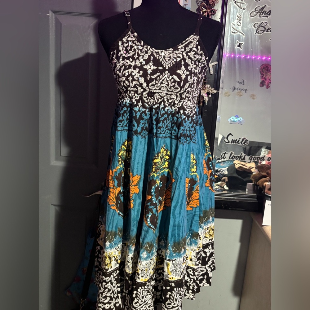 Uniti Casuals 100% Cotton Boho Patterned Midi Dress